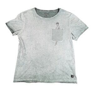 Blend Global Jeansmaker Mens Large Sage Green Pin Up Pocket Graphic T-Shirt